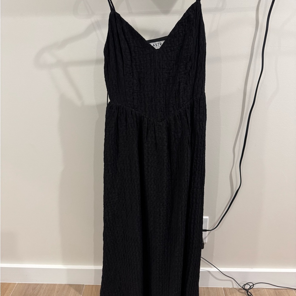 Astr Black Textured Maxi with Spaghetti Straps
